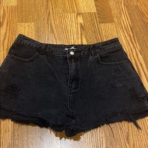 Black jean shorts